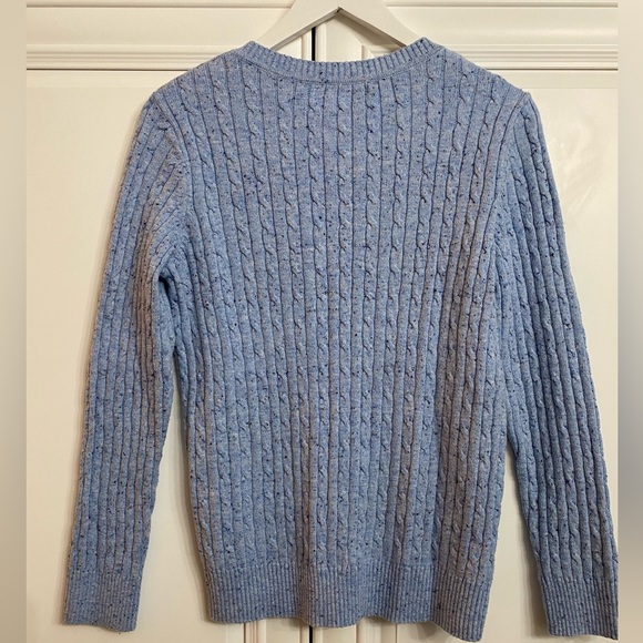 Karen Scott Women’s Sz Medium Long Sleeve V-Neck Cable Knit Sweater Blue Top - Picture 5 of 8